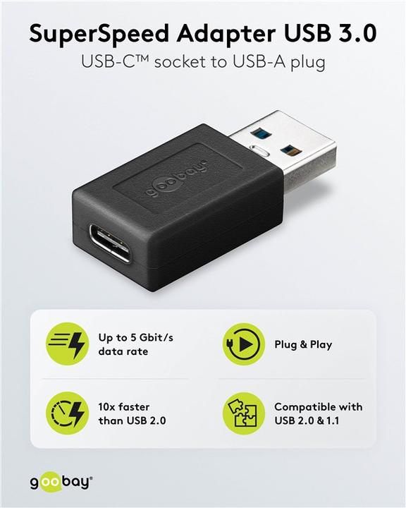 Produktbild Goobay USB-A auf USB-C Adapter USB 3.0 (USB Typ-C, 3.80 cm)