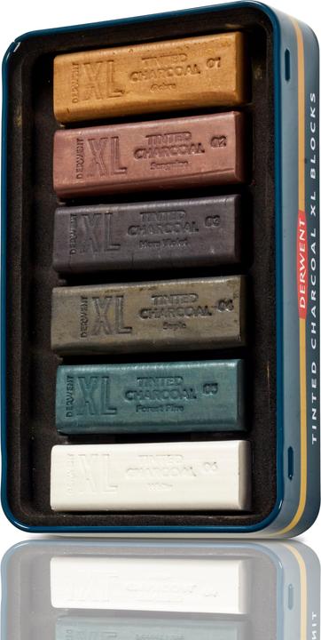 Image du produit Derwent Tinted Charcoal Xl Blocks Tin Of 6 (601057)