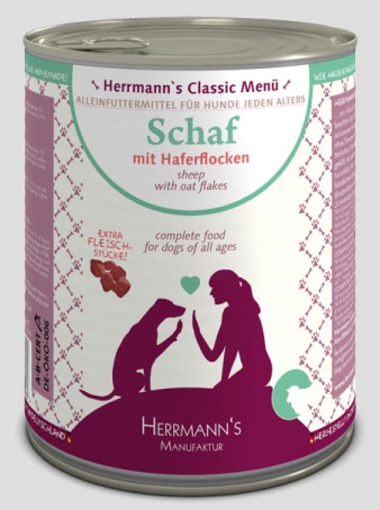 Produktbild Herrmanns Bio Schaf mit Haferflocken Nassfutter in Dose 400 g (Adult, 12 Stk., 400 g)