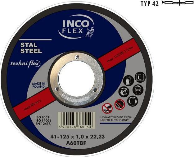 Actual product image Incoflex Metal disc 125 x 3.2 mm curved
