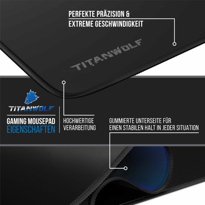 Produktbild Titanwolf Gaming Mauspad, XXXL Speed Mausmatte 1200 x 600 mm, Geschwindigkeit & Präzision, Delta