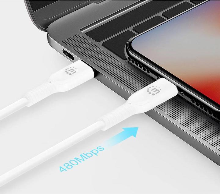 Actual product image Manhattan USB-C to Lightning Sync/Charging Cable (0.50 m, USB 4.0)