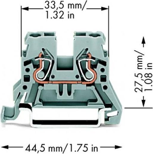 Actual product image Wago Grey standard DIN rail terminal,24A