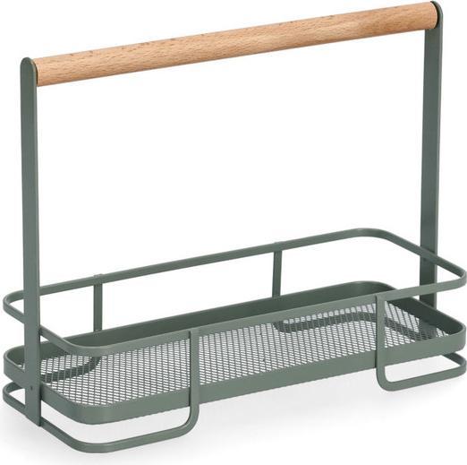 Image du produit Zeller Present Panier de transport, métal/hêtre, sauge