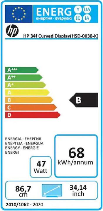 Label énergétique HP 34f (3440 x 1440 pixels, 34")