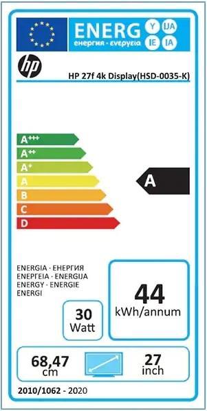 Energy Label HP 27F (3840 x 2160 Pixels, 27")