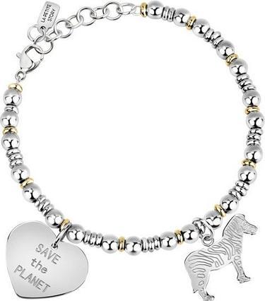 La Petite Story Steel solid bracelet with pendants Save the Planet LPS05ATA10