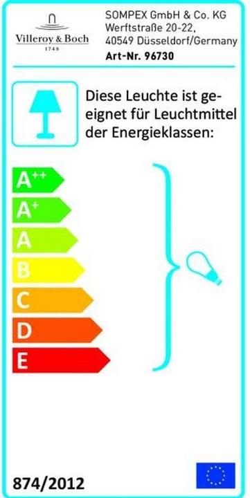 Energie-Label Villeroy & Boch Tischleuchte Tokio 20 1x E27 Gold (E27)