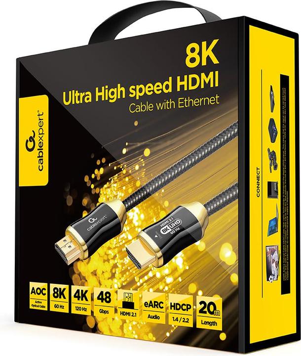 Immagine prodotto Cablexpert GEMBIRD Aktywny optyczny AOC kabel HDMI Ultra High Speed z Ethernet AOC Premium Series 20m (20 m, HDMI)