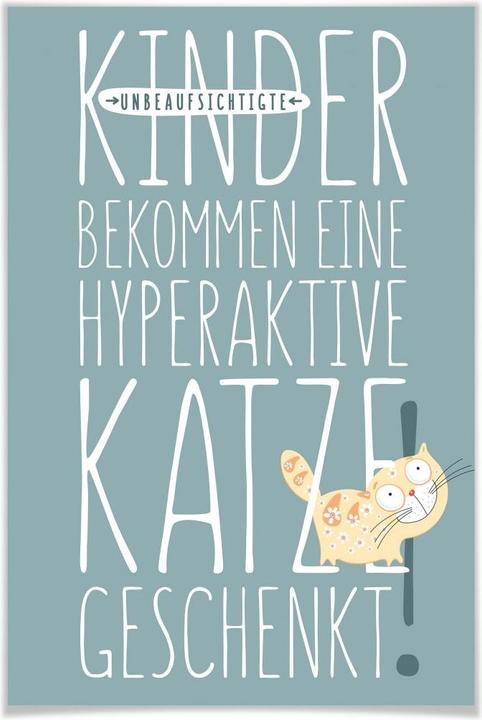 Actual product image Trenddeko Unsupervised children are given a hyperactive cat. (80 x 120 cm)