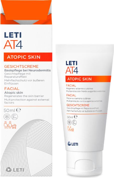 Actual product image Leti LETIAT4 Atopic Skin Facial Cream, 50 ml Cream (50 ml, 24h cream, SPF 50)