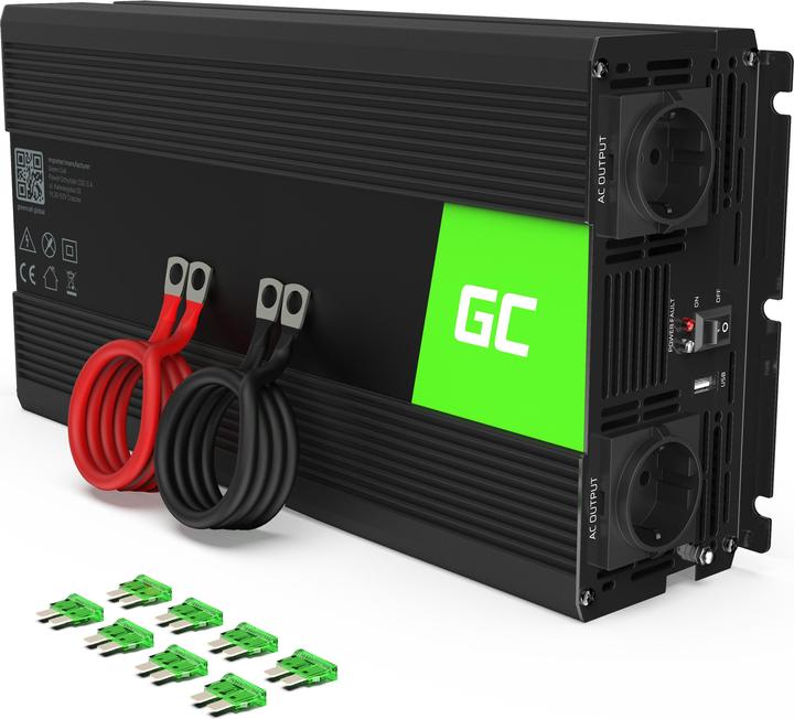 Productafbeelding GreenCell Omvormer 12V naar 230V zuivere sinus 1500W
