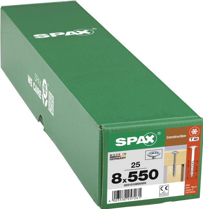 Actual product image Spax Disc head screws WIROX partially threaded T-Star Plus Ø 8.0 x 550 mm (25 pieces) (25 Screws per piece)