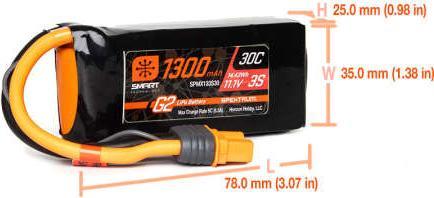 Image du produit 1300mAh 3S 11.1V Smart G2 LiPo 30C IC3 (11.10 V, 1300 mAh)