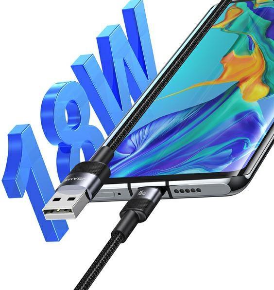 Produktbild Usams Kabel USB na USB-C 3A 1,2 Fast Charging stalowy/tarnish SJ718USBSG01 (US-SJ718) (1.20 m, USB 3.2 Gen 1, 18 W)