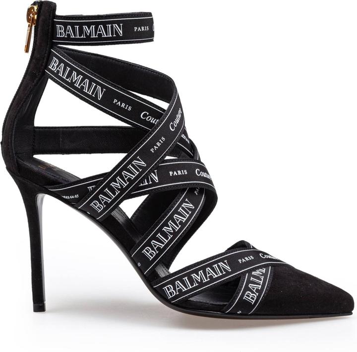 Actual product image Balmain ribbon suede pump couture sandal (39)