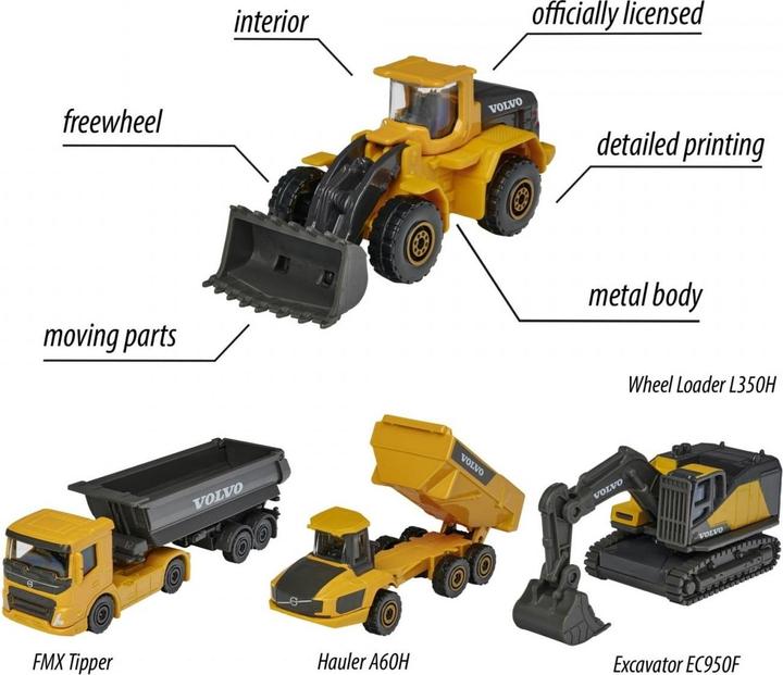 Actual product image Majorette Volvo work vehicles gift box