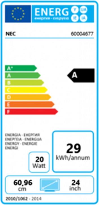 Etichetta energetica NEC EA241WU WH 24IN LED (1920 x 1200 pixel, 24")