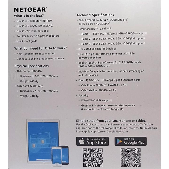 Image du produit Netgear Kit Orbi RBK40
