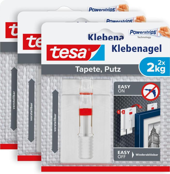 Image du produit tesa Klebehaken Verstellbarer Klebenagel für Tapeten und Putz (en anglais)