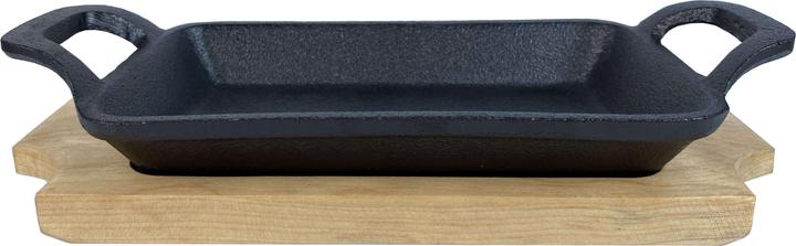Produktbild All'Grill Gusspfanne mit 2 Griffen 22,5x10cm mit Holzuntersetzer (Gusseisen)