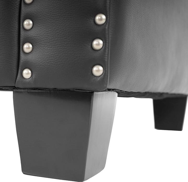 Image du produit Mendler Fauteuil de luxe Fauteuil relax Chesterfield simili cuir - pieds carrés, noir