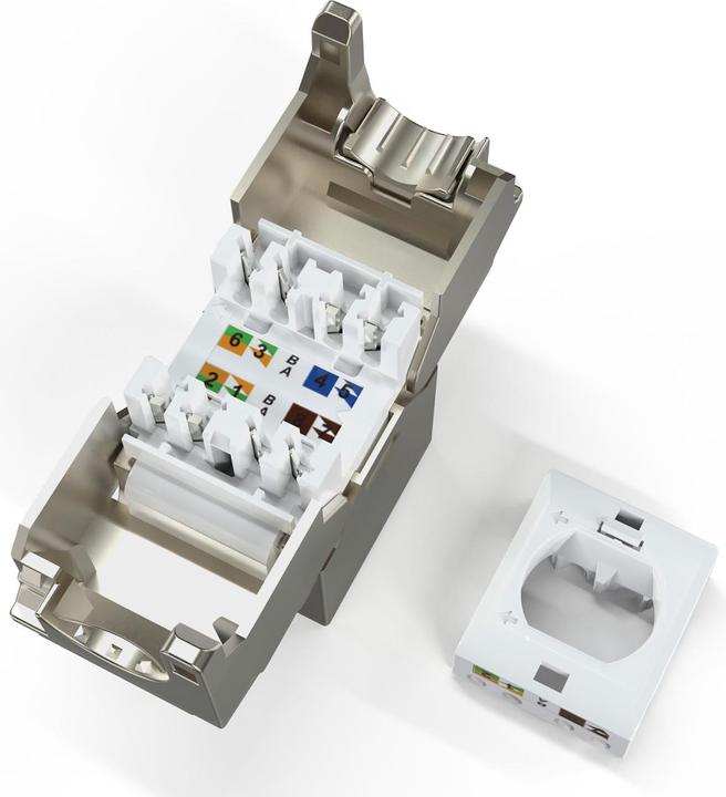 Produktbild Digitus CAT6A Kurz Keystone Jack, geschirmt, werkzeugfreie Montage (Keystone Modul)