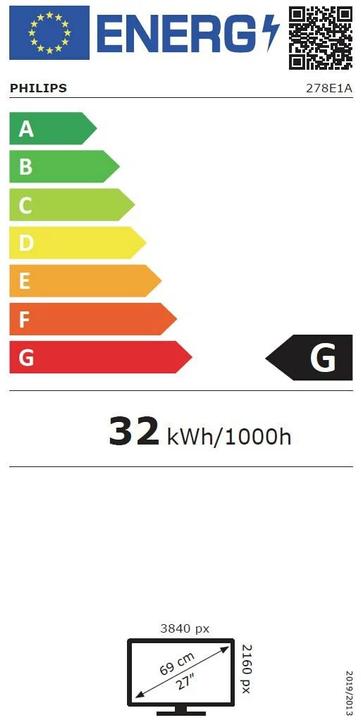 Etichetta energetica Philips 278E1A/00 (3840 x 2160 pixel, 27")