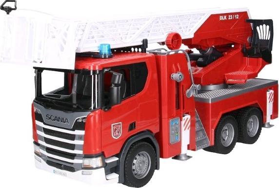 Produktbild Bruder Scania Super 560R Feuerwehr mit Drehleiter, Wasserpumpe, L+S Modul