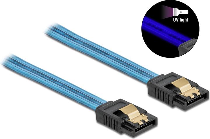 Image du produit Delock Câble SATA effet lumineux UV bleu 0.2 m