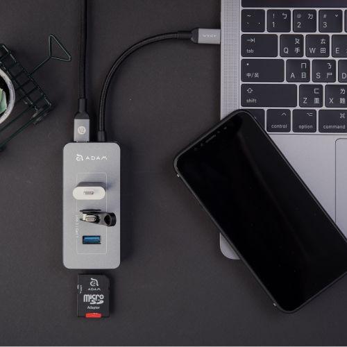 Immagine prodotto Adam Elements CASA Hub PDC601- Hub a 6 porte con lettore di schede di memoria, argento (USB-C, 6 Porti)
