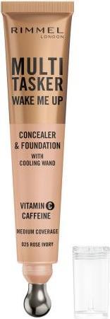 Actual product image Rimmel London Rimmel Multi-Tasker Wake Me Up Foundation & Concealer 20ml 025 Rose Ivory (025 Rose Ivory)