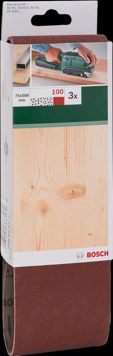 Produktbild Bosch Zubehör 3tlg. Schleifband-Set für Bandschleifer, rote Qualität K = 100 (100)