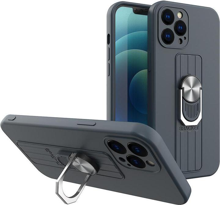 Actual product image Hurtel Ring Case silicone case with finger grip and stand for Xiaomi Redmi Note 10 / Redmi Note 10S dark bl (Xiaomi Redmi Note 10S, Xiaomi Redmi Note 10)