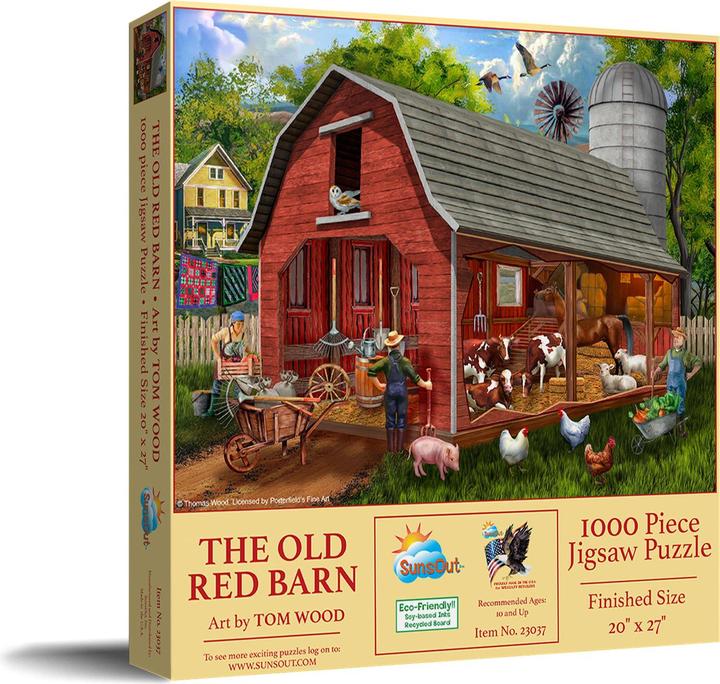 Actual product image Sunsout Puzzle 1000 pieces The Old Red Barn (1000 pieces)
