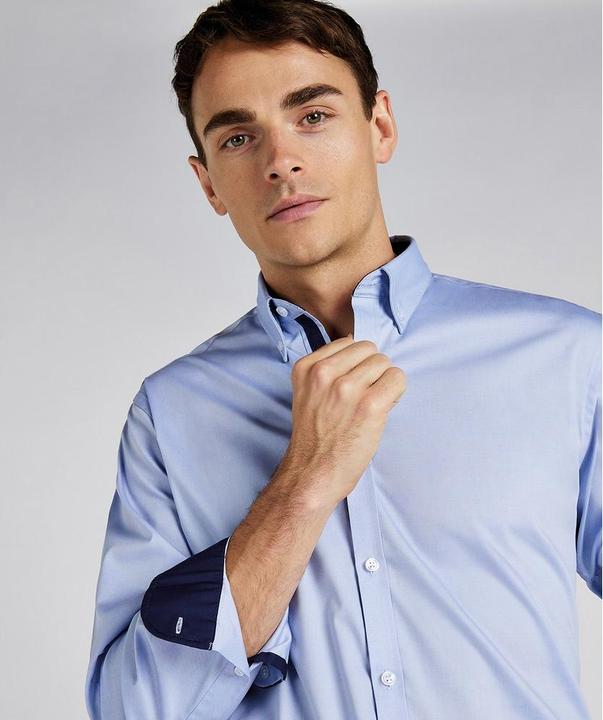 Actual product image Kustom Kit Mens Premium Contrast Oxford Tailored Long-Sleeved Shirt (L)