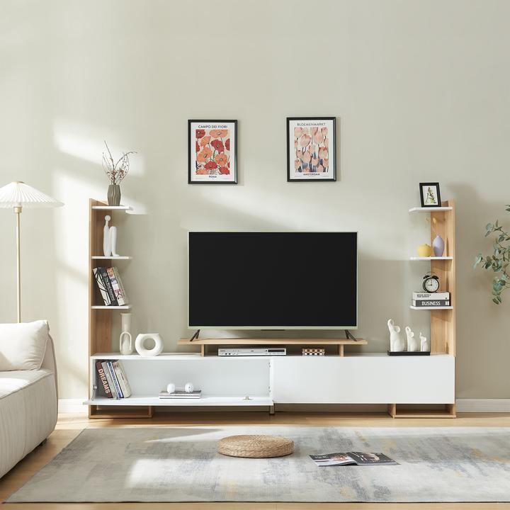 Produktbild En.Casa Fernsehschrank Rauki 233x31x141 cm Weiss/Eicheoptik