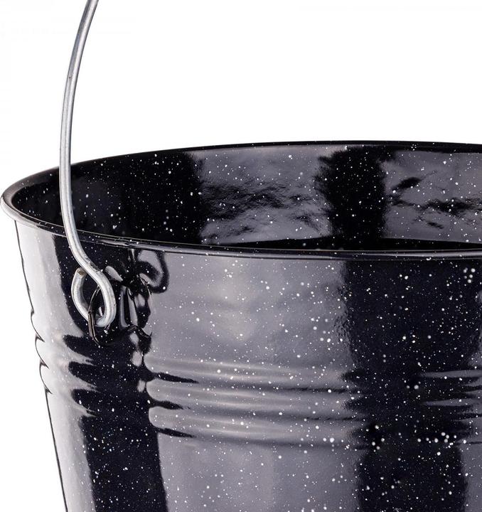 Image du produit Dema Emaille Kamin Ascheeimer Kohleneimer Eimer 10 L schwarz emailliert Holz Henkel