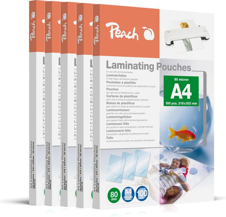 Immagine prodotto Peach Lamina di laminazione A4 (A4, 500 Pezzo/i, 80 µm)