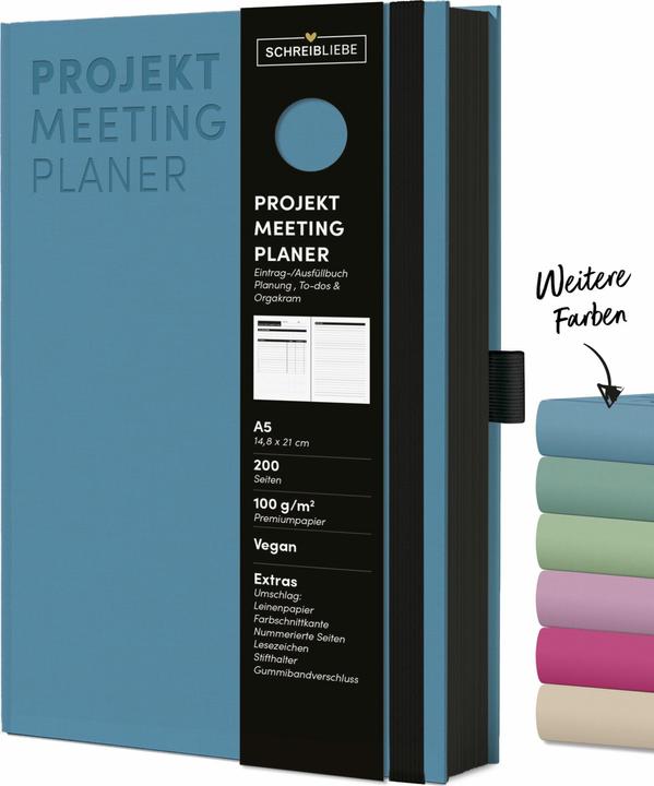 Image du produit Projekt-Meeting-Planer Aqua (A5, Couverture rigide)
