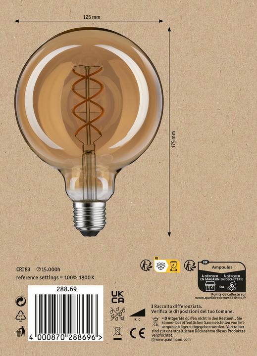 Actual product image Paulmann 1879 Filament Globe (E27, 4 W, 230 lm, 1 x)
