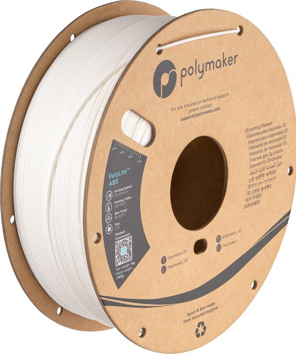Actual product image Polymaker PC-ABS White 1.75 mm 1,000 g (ABS, 1.75 mm, 1000 g, White)