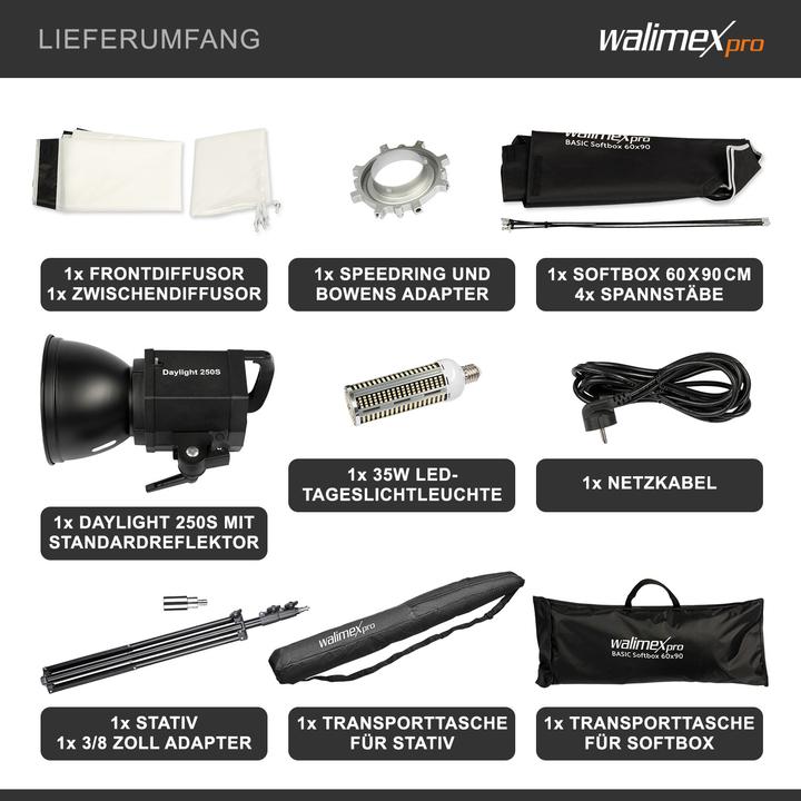 Produktbild Wiltec Studio Set 35W LED Studioleuchte 90x60cm Softbox 256cm Lampenstativ (Studioleuchte)