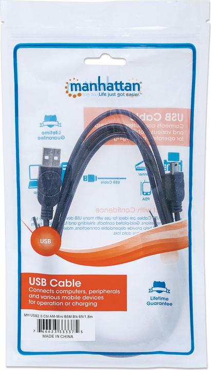 Immagine prodotto Manhattan Mini cavo USB 2.0: velocità fino a 480 Mbps (1.80 m, USB 2.0)