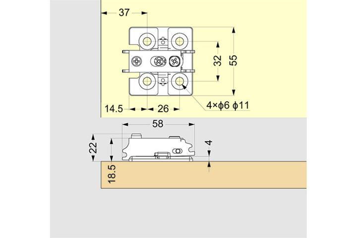 Actual product image LAMP® cross mounting plate J95, screws, distance 0 mm, black (1 pcs.)