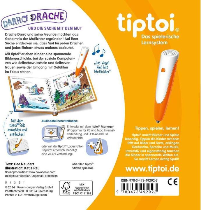 Produktbild tiptoi Darro Drache und die Sache mit dem Mut (Deutsch, Cee Neudert, Katja Rau, 2024)