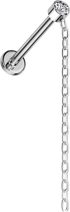 Star Piercing Micro Labret Innengewinde silber Zylinder silber Kristall silber Anhänger Kette silber (ohne Messing, Titan G23)