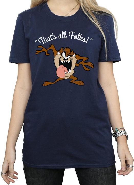 Actual product image Looney Tunes Womens/Ladies That's All Folks Taz Cotton Boyfriend T-Shirt (S)