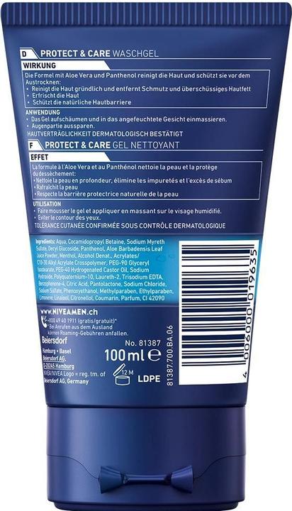 Actual product image NIVEA MEN Men Protect & Care Refreshing Wash Gel Tb 100 ml (Gel, 100 ml)