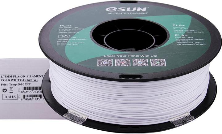 Produktbild eSUN PLA+ Kaltweiss 1.75mm 1Kg (PLA+, 1.75 mm, 1000 g, Weiss)